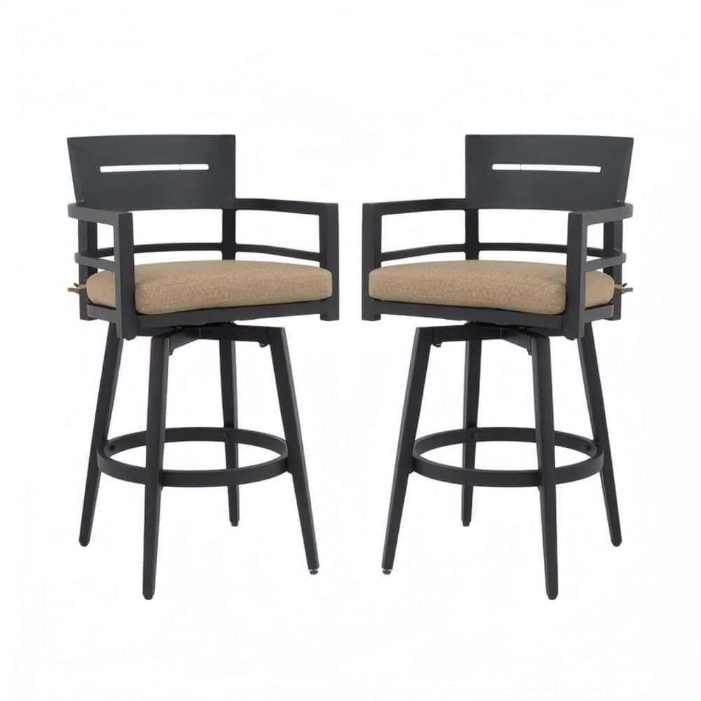Aluminum Swivel Outdoor Bar Stool Patio Bar Chair with Ergonomic Backrest, Footrest and Brown Sunbrella Cushion (2 Pack) price history on PriceWatchPro