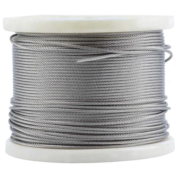 0.13 in. T316 Stainless Steel Wire Rope for Cable Railing Marine Grade Silver 500 ft. Anti-Corrosion and Rust Resistant