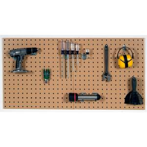 (2) 3/8 in. Tan Steel Square Hole Pegboards with LocHook Assortment