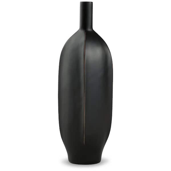 Rhaveney 12.6 in. Black Resin Cylinder Decorative Vase