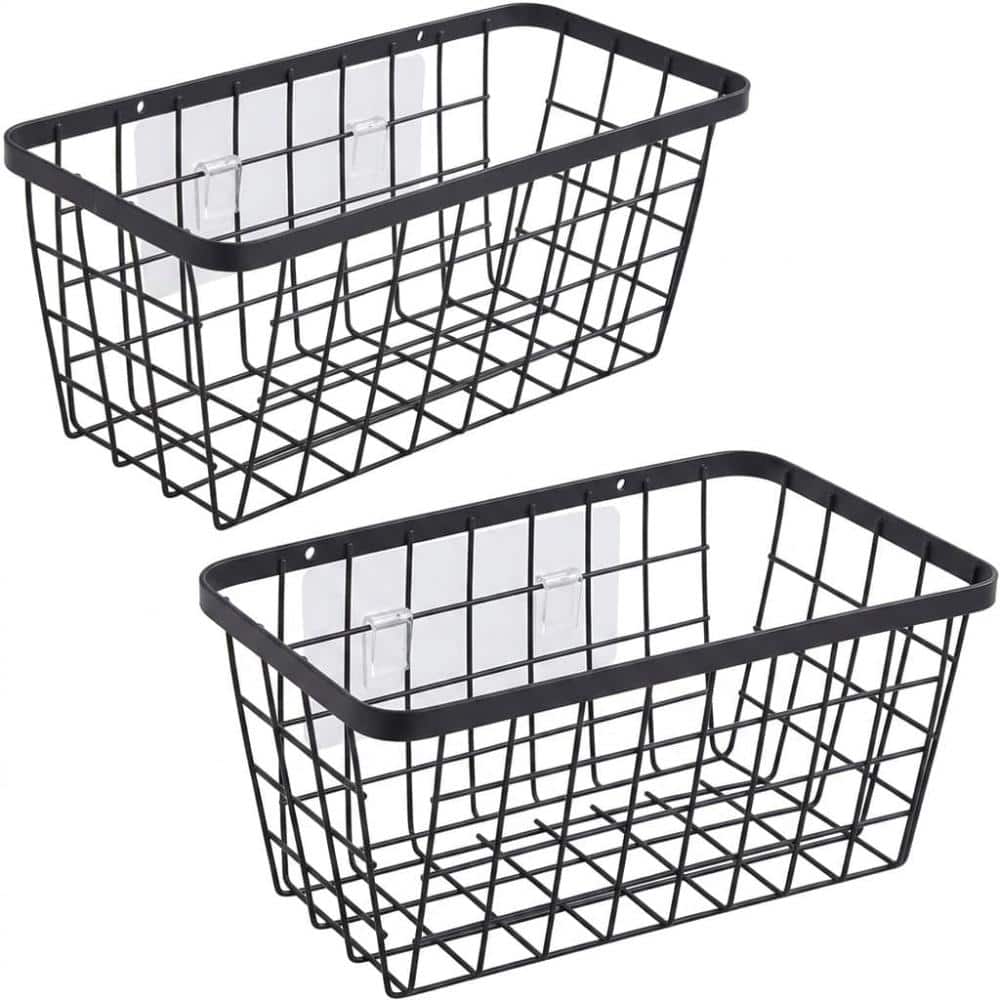 "2 Pack Black No Drill Cabinet Door Hanging Wire Storage Baskets 4.72""x11""" price history on PriceWatchPro