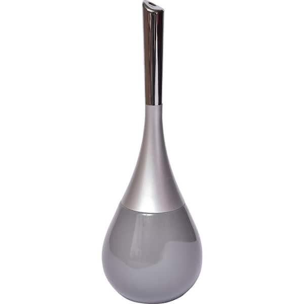 Unbranded Bath Free Standing Toilet Bowl Brush and Holder Water Drop Grey