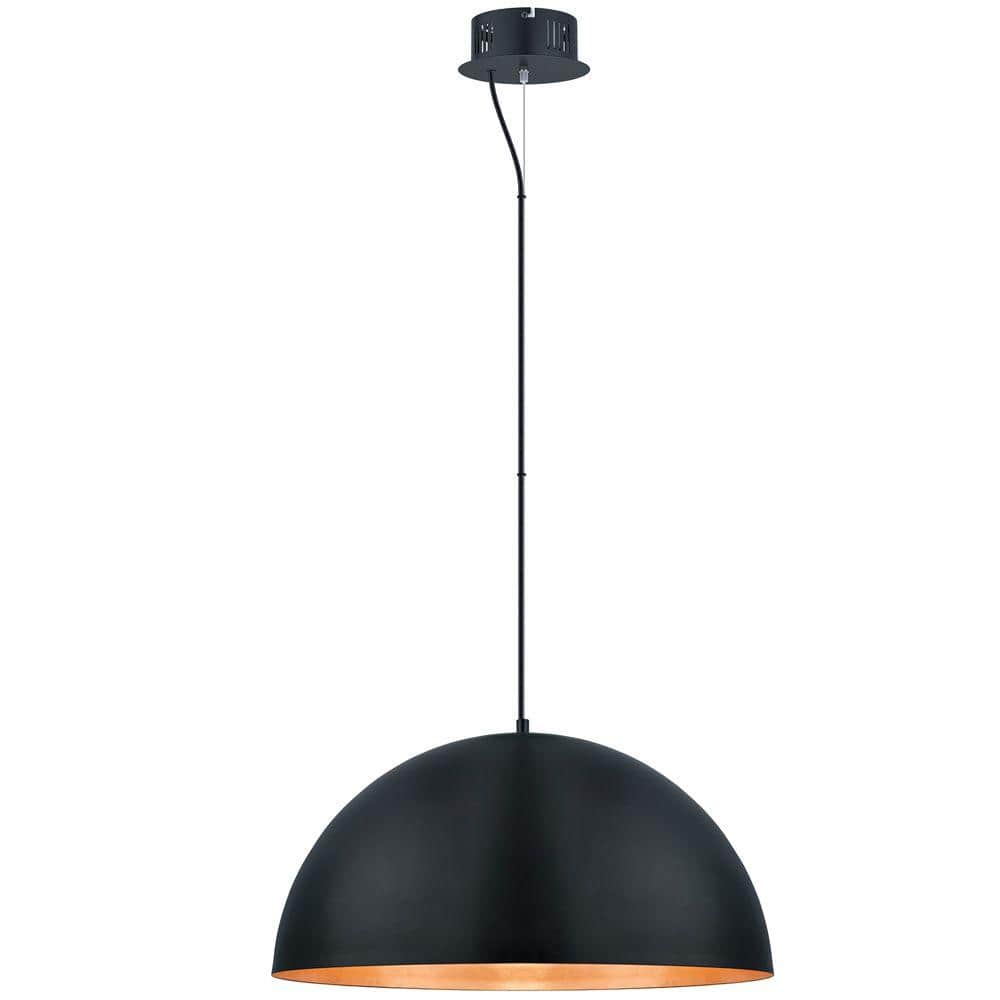 The Interior Eglo Metal 72 LED and in. Shade Gold W H x Black Black with Pendant 23.62 Home Integrated in. 201294A Light - Exterior Depot Gaetano