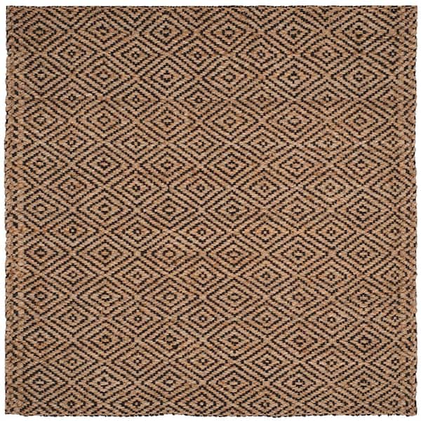 SAFAVIEH Natural Fiber Beige/Black 9 ft. x 9 ft. Square Geometric Area Rug