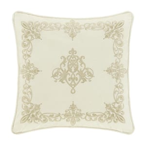 Nicolas Winter White Polyester 18 in. Square Decorative Throw Pillow 18 x 18 in.