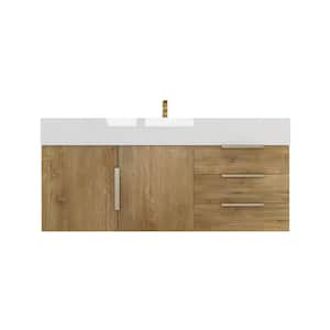 Bethany 47 in. W x 20 in. D x 22 in. H Single Sink Floating Bath Vanity in Oak with White Acrylic Top