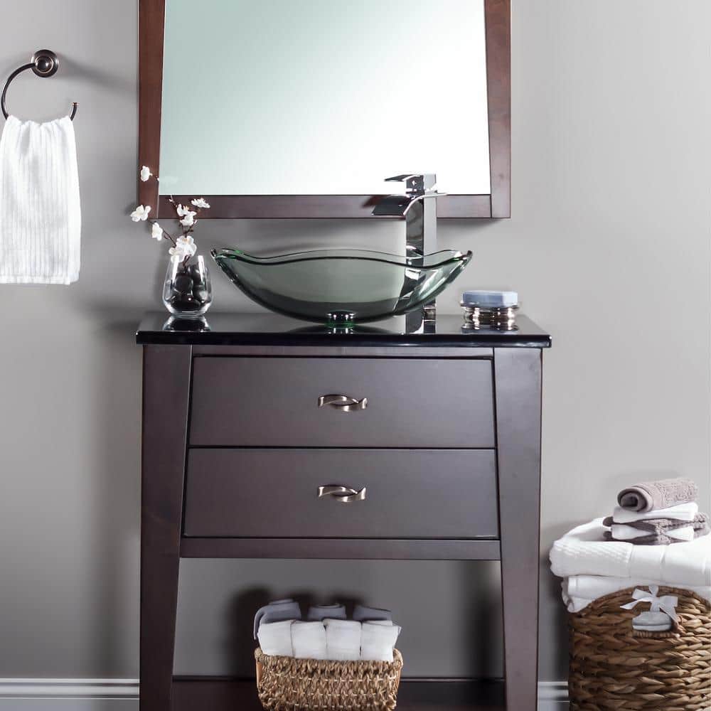 Elegante Clear Fluted Glass Above-Counter Vessel Sink