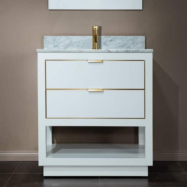 WOODBRIDGE Venice 31 in.W x 22 in.D x 38 in.H Bath Vanity in White with Marble Vanity Top in White with White Sink