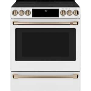 Summit CLRE24WH 24 Electric Slide-in Range with Smooth Ceramic Glass Top Storage Drawer Waist-High Broiler 4 Cooking Zones and Interior