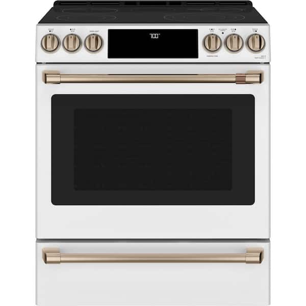 Cafe 30 in. 5.7 cu. ft. Smart Slide-In Electric Range in Matte White with  True Convection, Air Fry CES700P4MW2 - The Home Depot