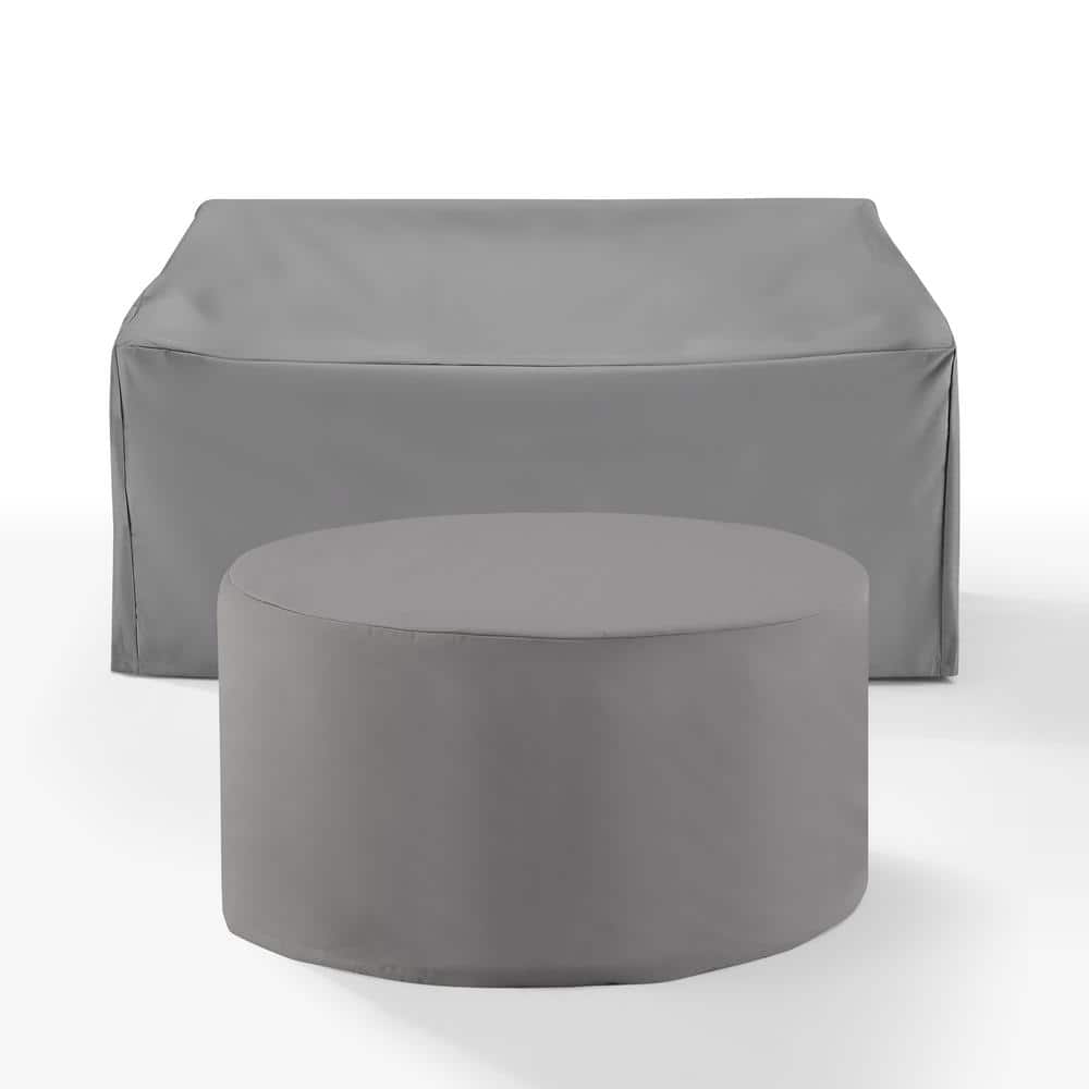 Gray Heavy-Duty Vinyl Outdoor Sofa and Table Cover Set