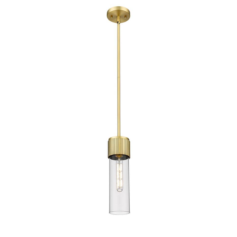 Bolivar Brushed Brass and Glass 13.5" Pendant Light