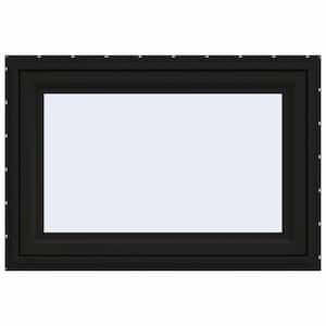 36 in. x 24 in. V-4500 Series Black FiniShield Vinyl Awning Window with Fiberglass Mesh Screen