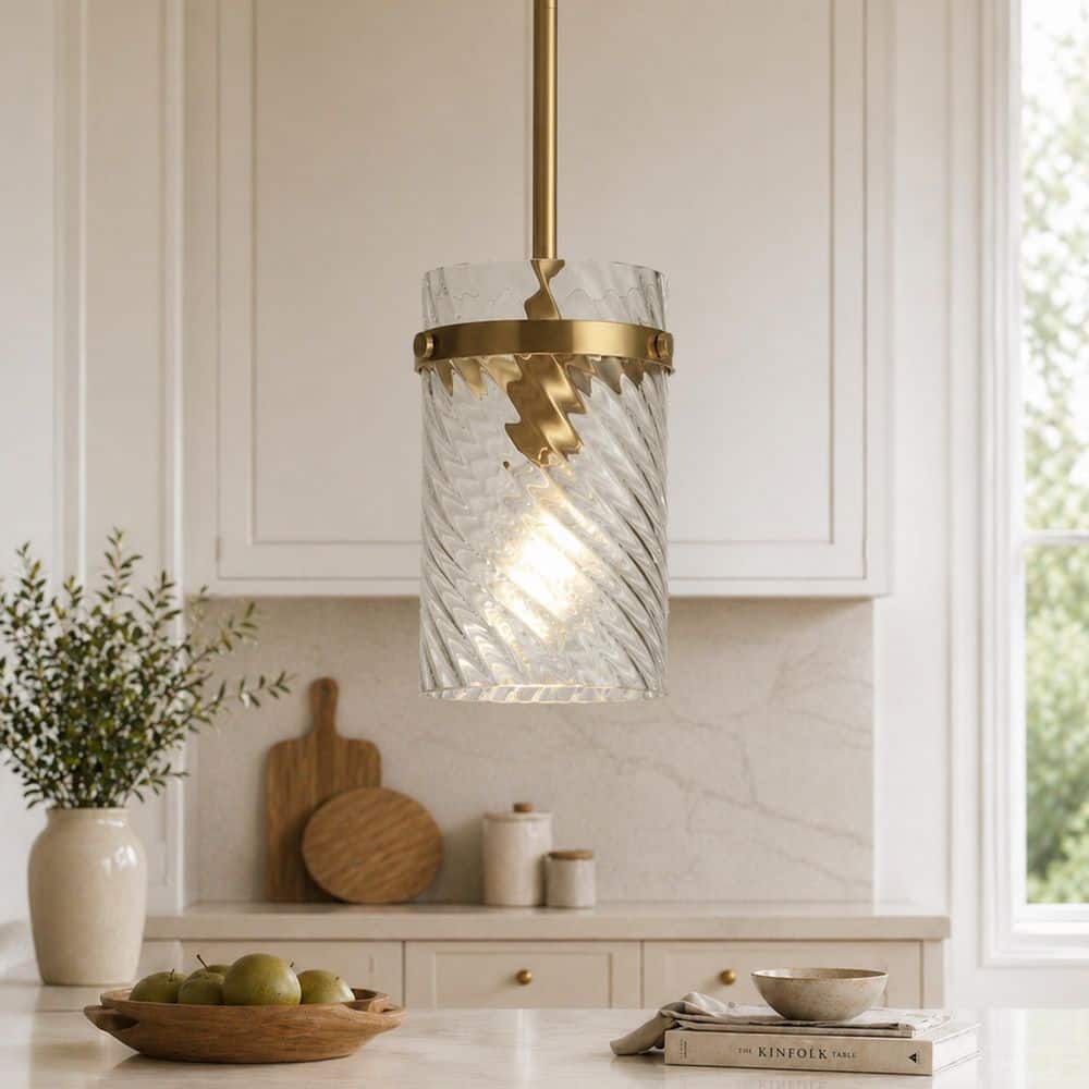 Henveton 1-Light Modern Brass Pendant Light for Kitchen Island