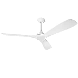 60 in. 3 Blades White Ceiling Fan without Light
