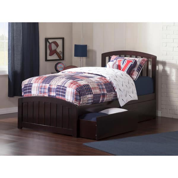 AFI Richmond Black Espresso Solid Wood Frame Twin Platform Bed with Matching Footboard and Under Bed Storage Drawers