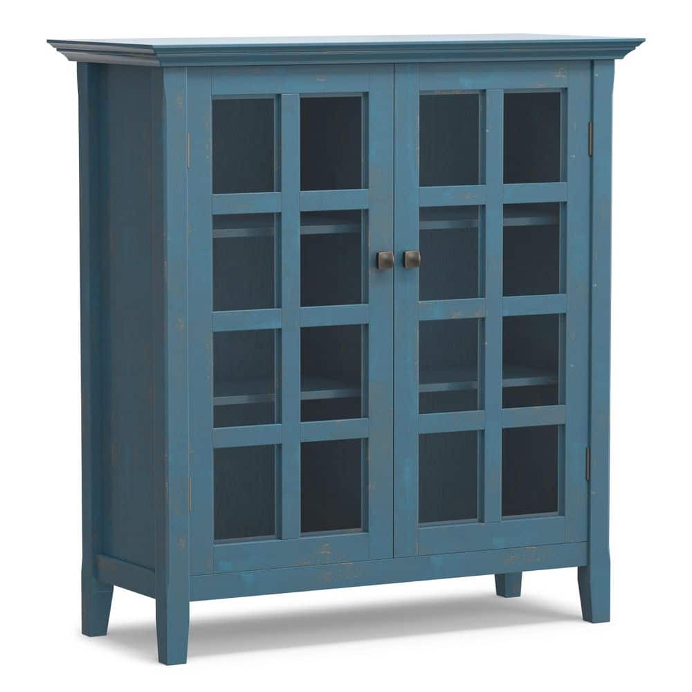 Acadian Distressed Coastal Blue 42 in. H Storage Cabinet with Glass Doors and Adjustable Shelves price history on PriceWatchPro