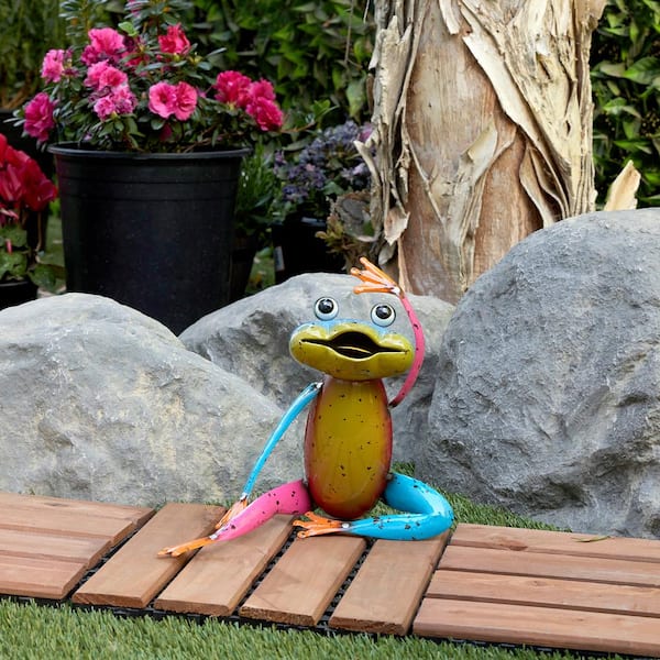Resin Ornament Crafts Frog for Garden,Meditating Frog Statue Green,Cement  Yoga Frog Figurine, Outdoor Garden Sculpture Decoration