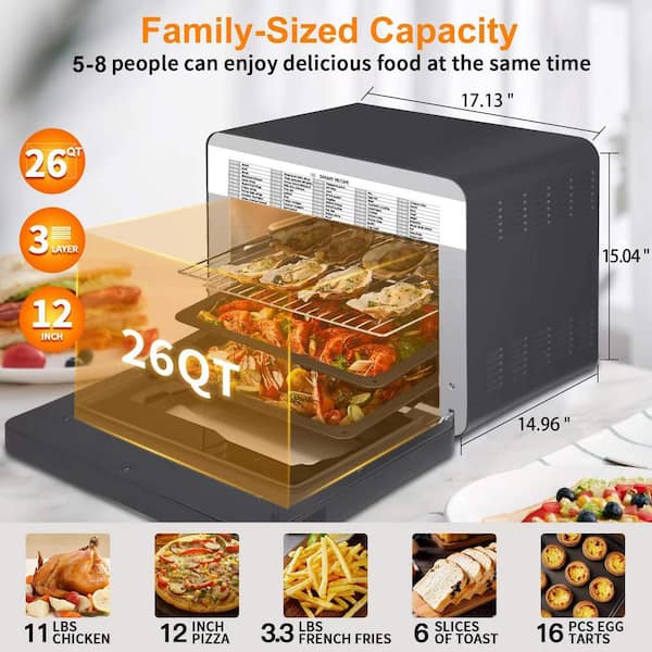 Air Fryer Oven Double French Doors Bake, Grill Roast Broil Rotisserie Toast  Warm Air Fry, Dehydrate 1500 Watts with 25 Recipes - AliExpress