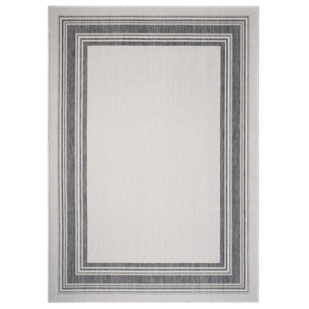 White Geometric Flat Woven Synthetic 5' x 7' Area Rug