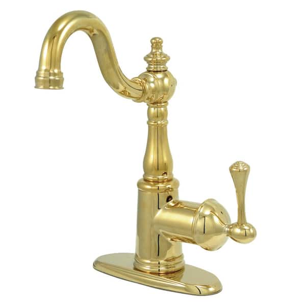 Kingston Brass English Vintage Single Hole Single-Handle Bathroom Faucet in Polished Brass