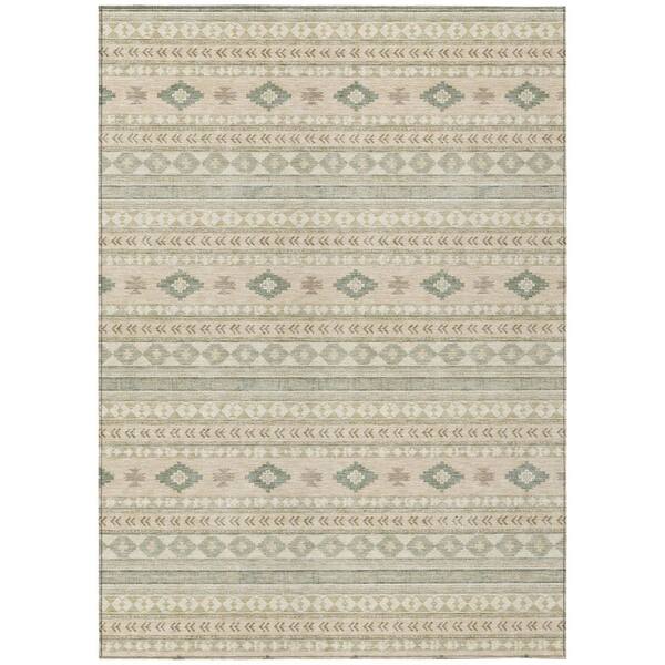 Chantille Machine Washable Indoor/Outdoor Abstract ACN3124 Ivory 9 ft. x 12 ft. Area Rug