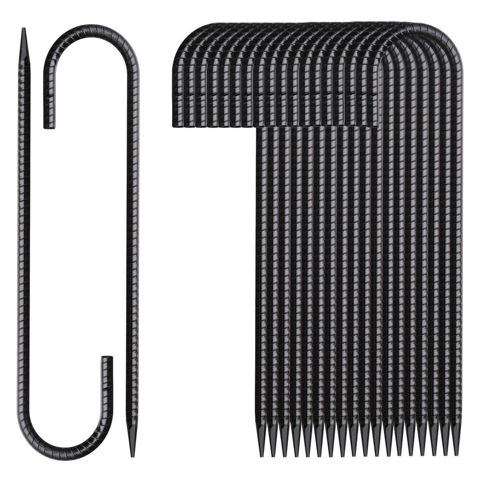20-Pack Black 12 in. Metal J Hook Ground Stakes, Wire Fencing Concrete Forming Trampolines Camping Canopies Shed Swing price history on PriceWatchPro