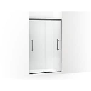Pleat 45-48 in. x 79 in. Frameless Sliding Shower Door in Matte Black with Crystal Clear Glass