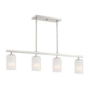 Carmine 60-Watt 4-Light Brushed Nickel Pendant with Etched Glass Shade