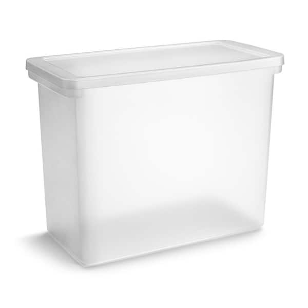 Sorbus Stationery File Box, Office Storage Organizer w/Lid, Frosted White 13.3 in. x 10.3 in. Plastic Desk Organizer, 1-Piece