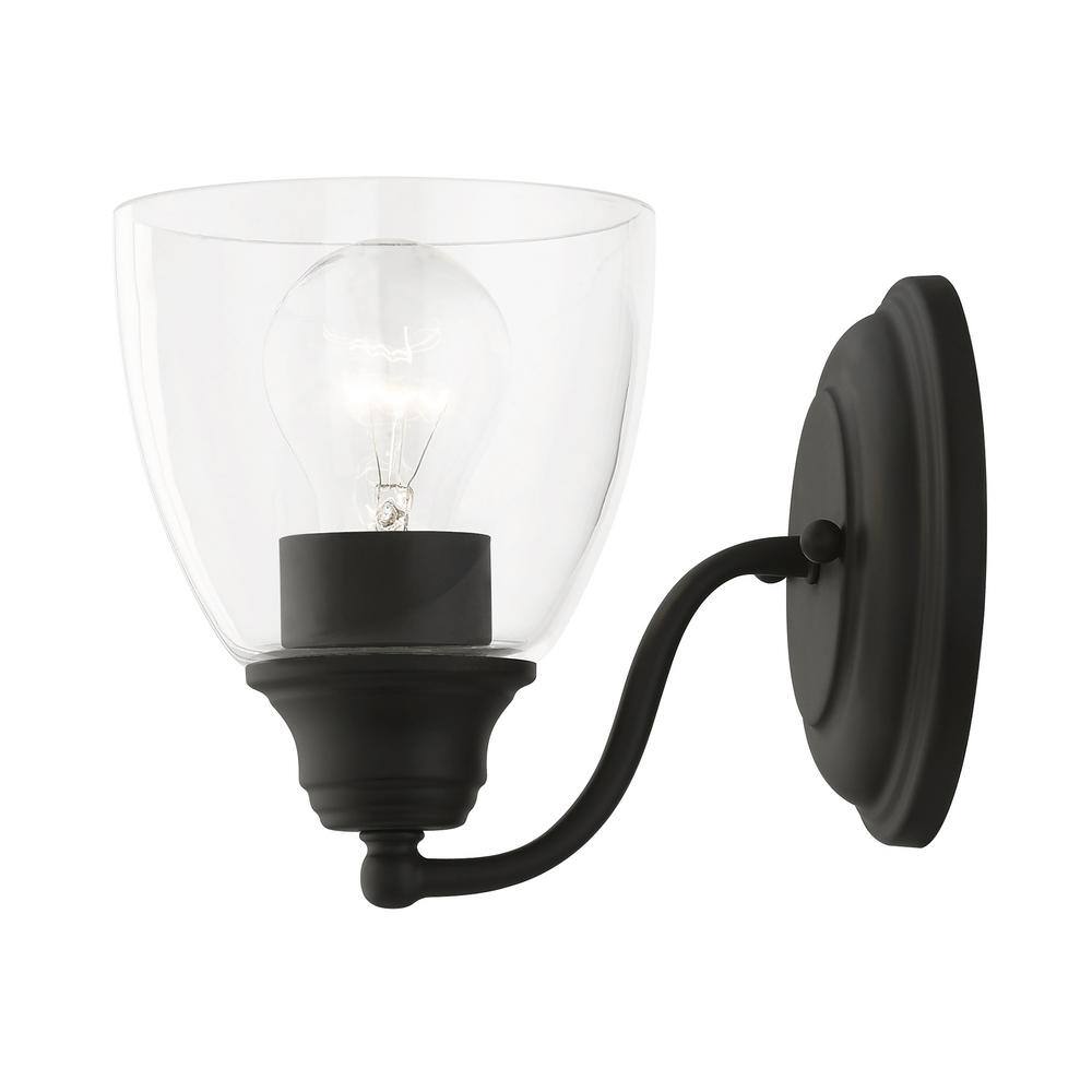 Black Hand Blown Glass 1-Light Vanity Sconce
