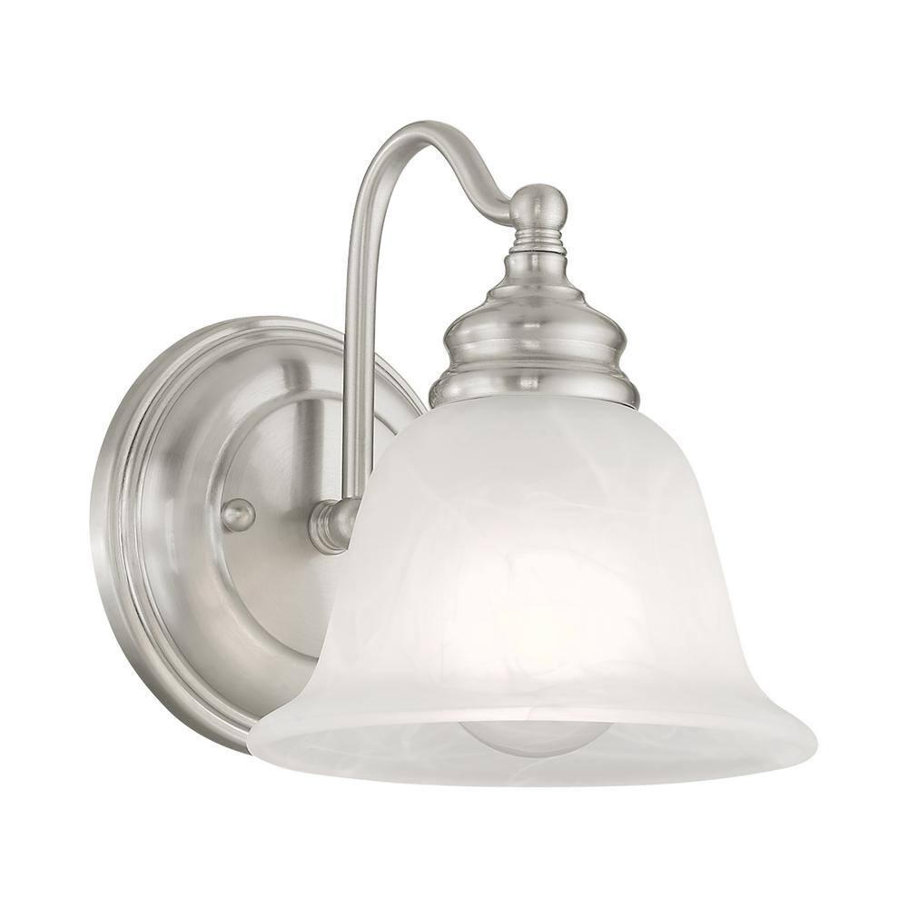 Essex Brushed Nickel 7.5" Dimmable Vanity Light with Alabaster Glass