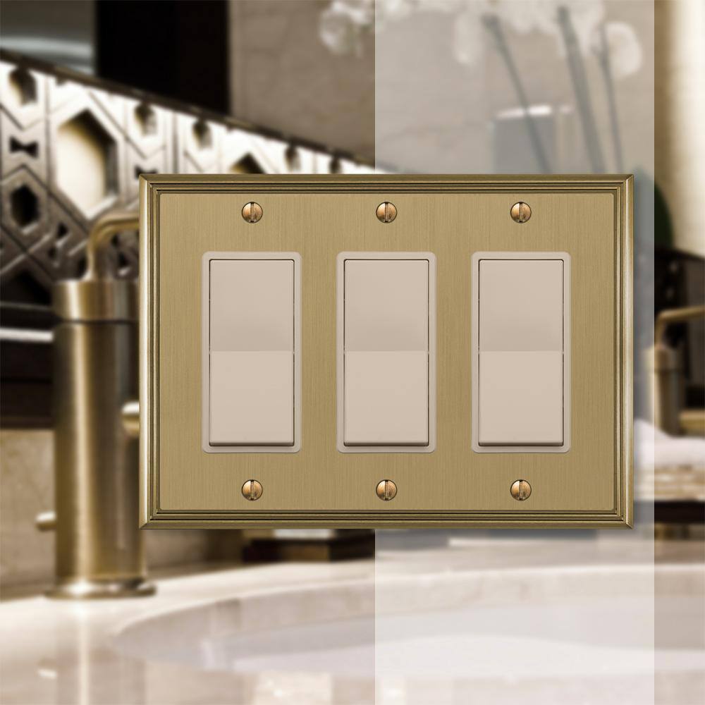Brushed Bronze Triple Rocker Metal Wall Plate