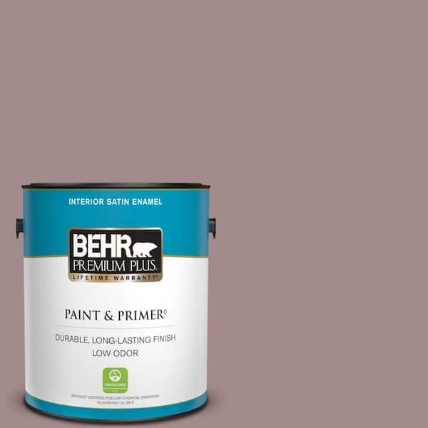 BEHR PREMIUM PLUS 1 gal. #PPU17-15 Cameo Rose Satin Enamel Low Odor Interior Paint & Primer