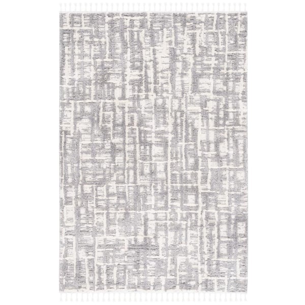 SAFAVIEH Marrakesh Ivory/Dark Gray Doormat 3 ft. x 5 ft. Abstract Striped Area Rug
