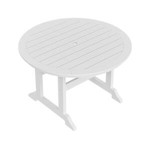 White Plastic Round Outdoor Dining Set Component Dining Table Only