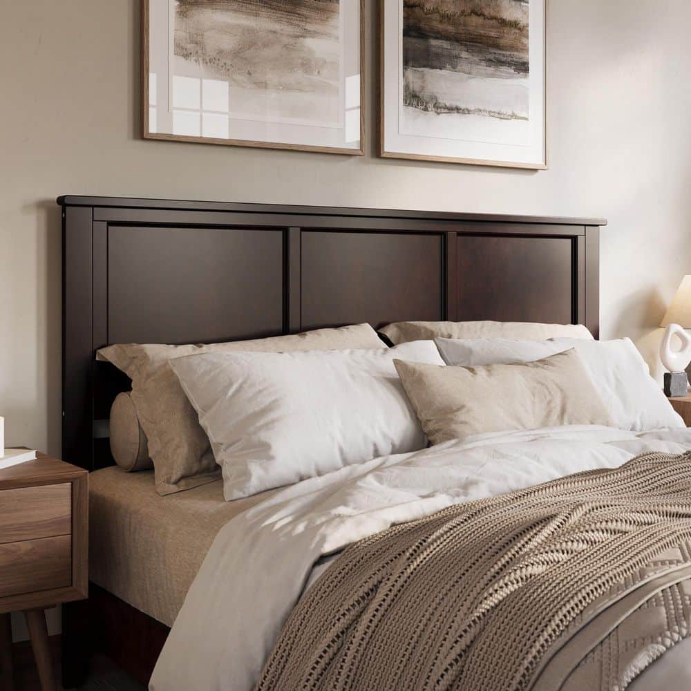 AFI Madison Espresso Brown King Solid Wood Panel Non-Upholstered