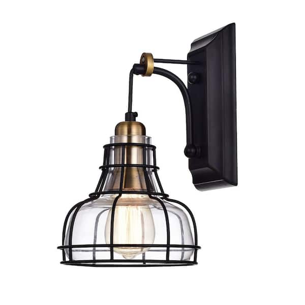 Edvivi 1 Light Black And Antique Gold, Indoor Wall Light Fixtures Home Depot