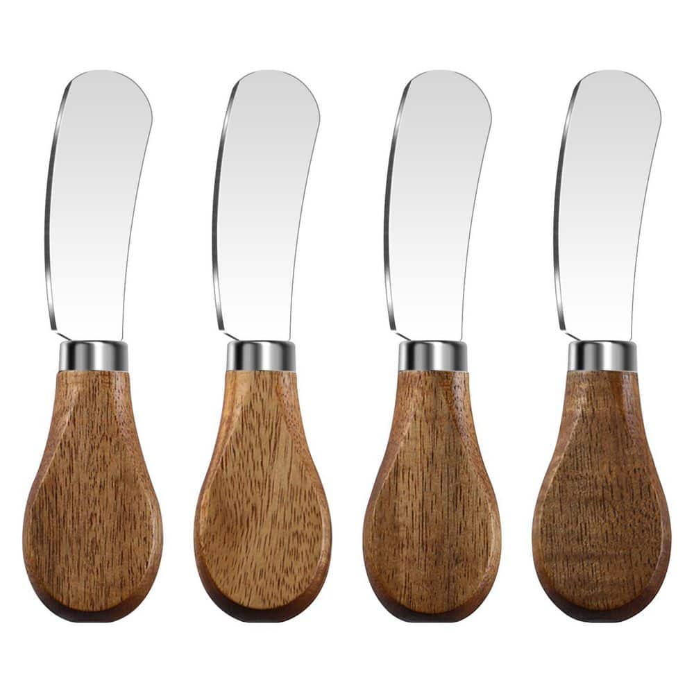 Set of 4 Stainless Steel Cheese and Butter Spreaders with Natural Acacia Wood Handles, 5.1 in Each Knife price history on PriceWatchPro