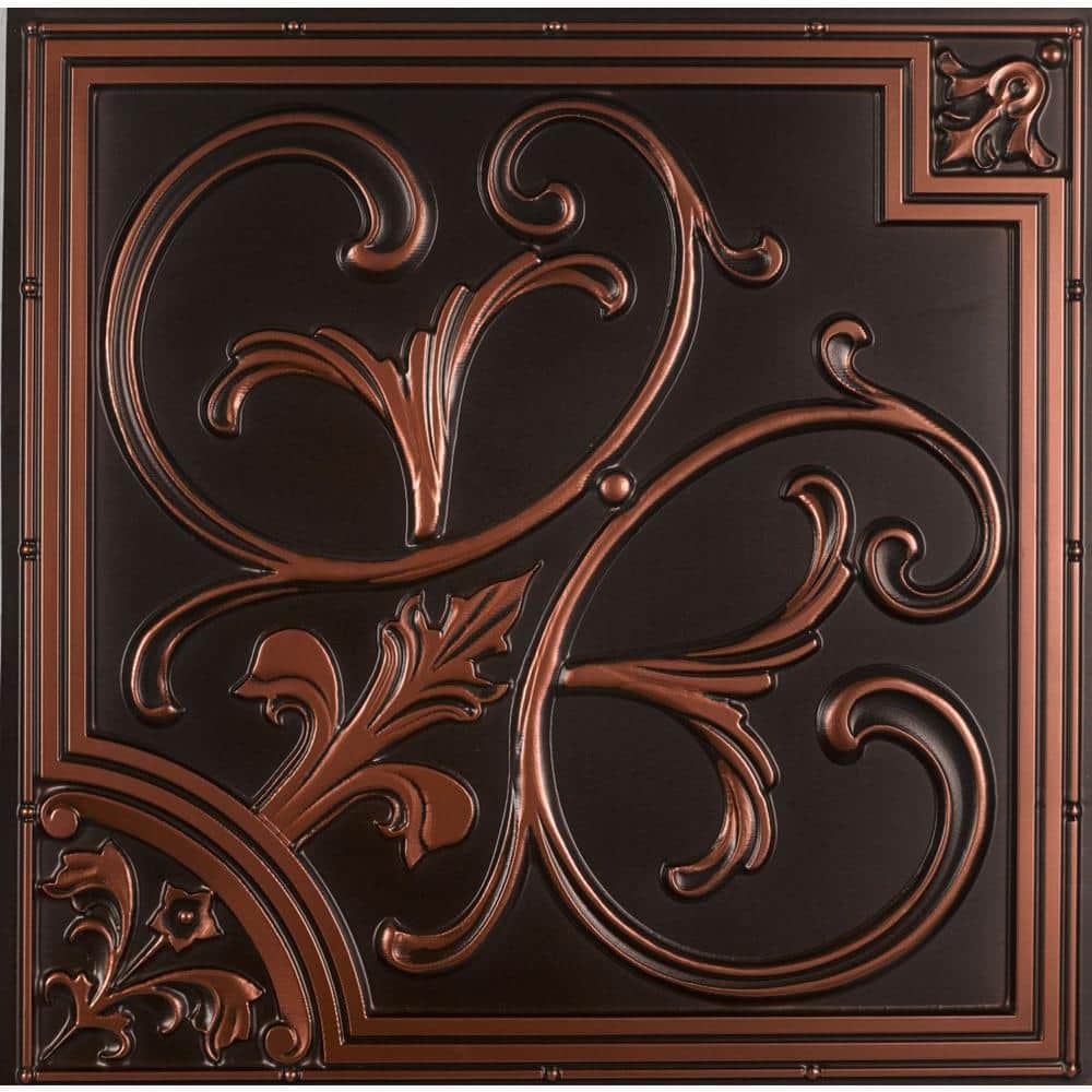 Lilies and Swirls Antique Copper 2 ft. x 2 ft. PVC Lay-in or Glue-up Faux Tin Ceiling Tile (200 sq. ft. /Case) price history on PriceWatchPro