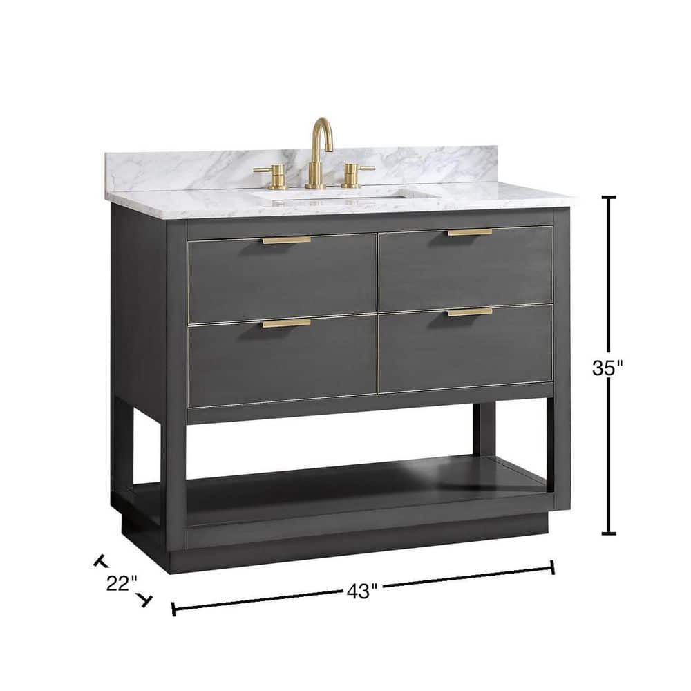 Twilight Gray 42" Freestanding Vanity with Marble Top