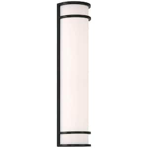 Cove Black, White Indoor/Outdoor Hardwired Wall Lantern Coach Sconce with Integrated LED