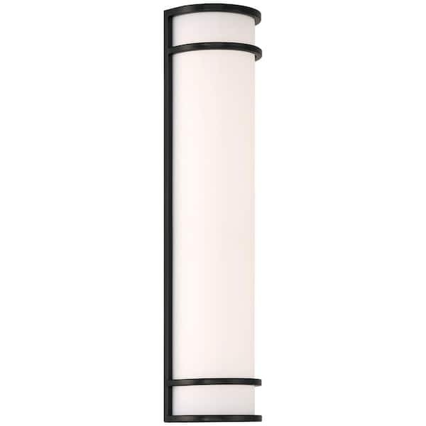 Access Lighting Cove Black, White Indoor/Outdoor Hardwired Wall Lantern Coach Sconce with Integrated LED