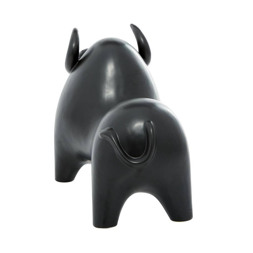 Elegant Noir 13'' Porcelain Bull Statue - Handcrafted Decor