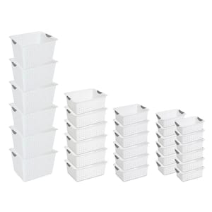 Sterilite Medium Ultra Plastic Storage Organizer Basket White 6 Pack 16248006