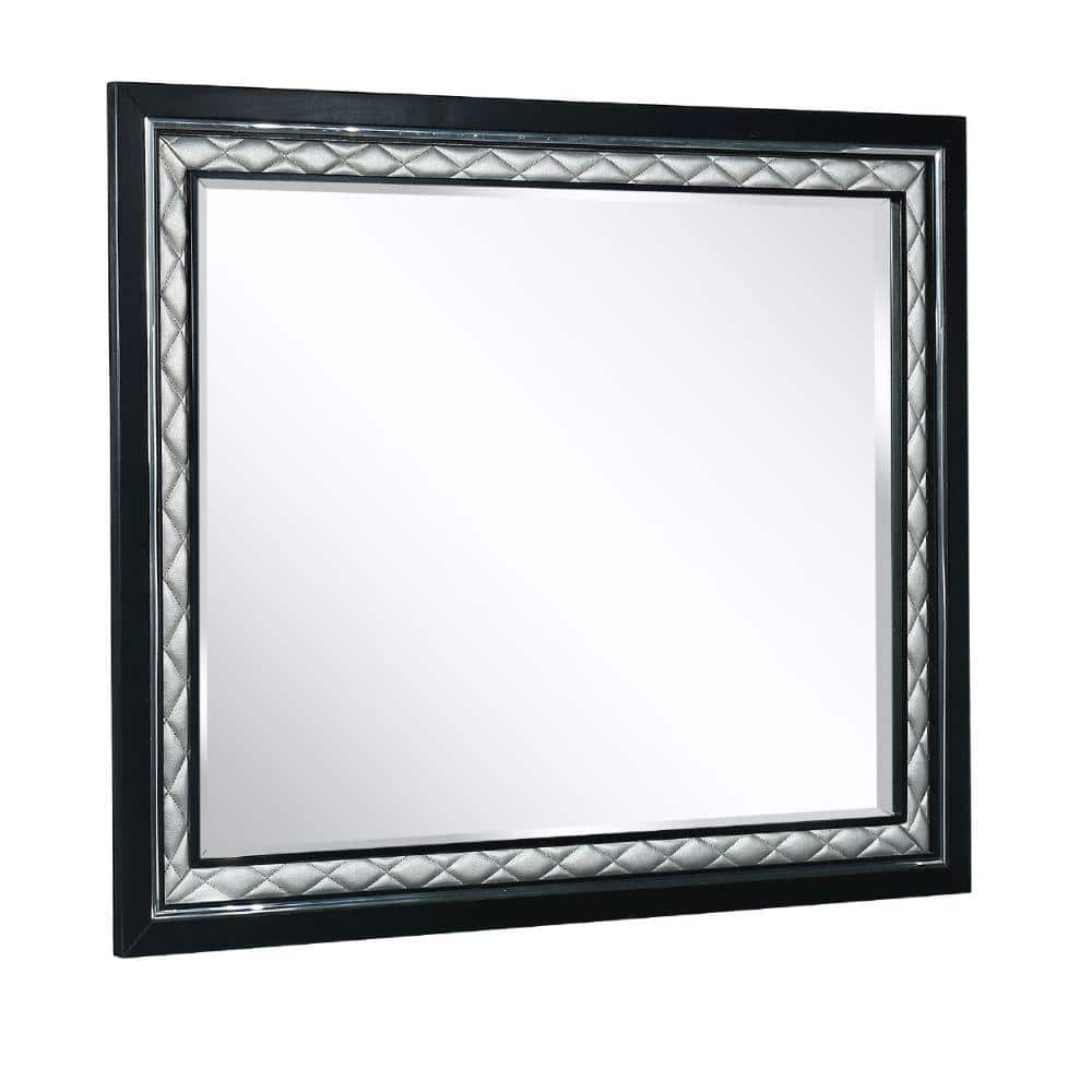 Benjara 46 In. W X 37 In. H Wooden Frame Silver And Black Wall Mirror ...