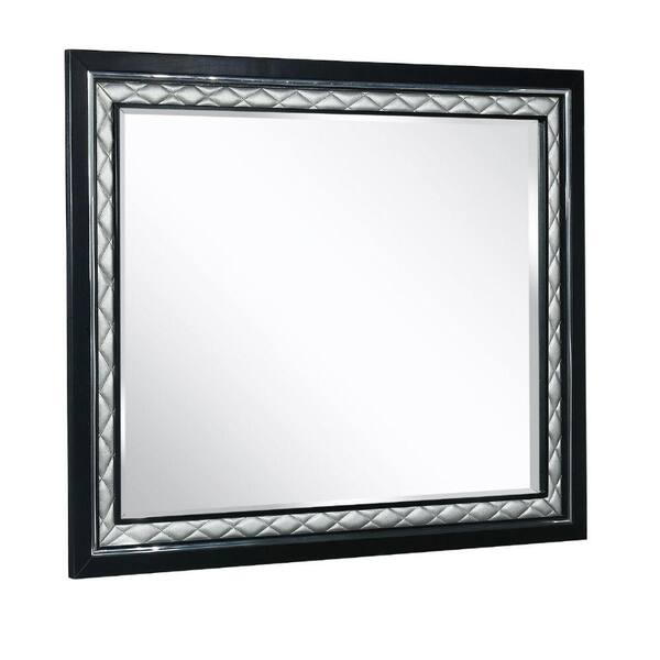 Benjara 46 in. W x 37 in. H Wooden Frame Silver and Black Wall Mirror ...