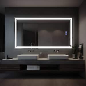 26 in. W x 47 in. H Rectangular LED Dimmable Anti-Fog Bathroom Vanity Mirror in Silver