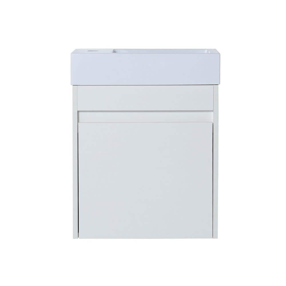 10 in. W x 18 in. D x 23 in. H Bath Vanity in White with White Ceramic Top