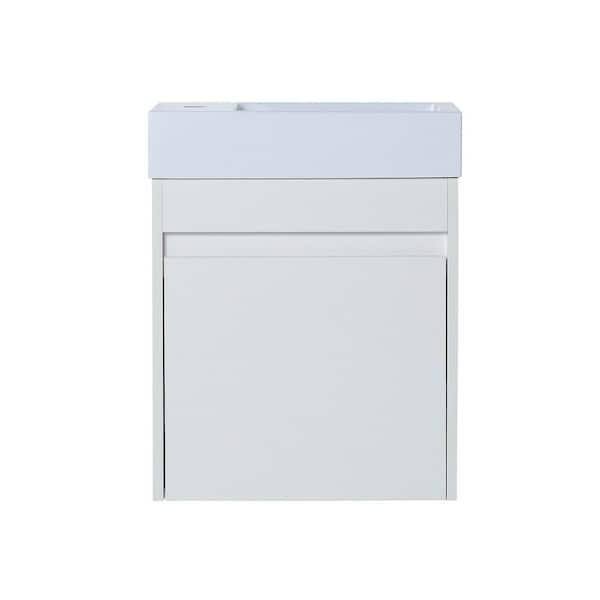 EPOWP 10 in. W x 18 in. D x 23 in. H Bath Vanity in White with White Ceramic Top